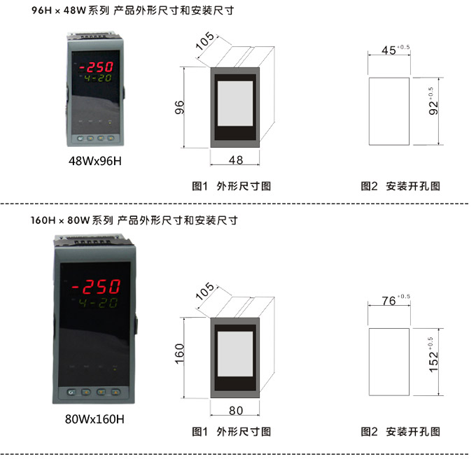 傳感器數(shù)顯表，DT100簡易型單回路顯示控制儀產(chǎn)品結(jié)構(gòu)圖2