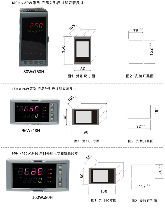 傳感器數(shù)顯表，DT100簡易型單回路顯示控制儀安裝示意圖3