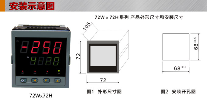 數(shù)顯控制儀，DT307智能單回路數(shù)顯表，單回路數(shù)顯控制儀安裝示意圖