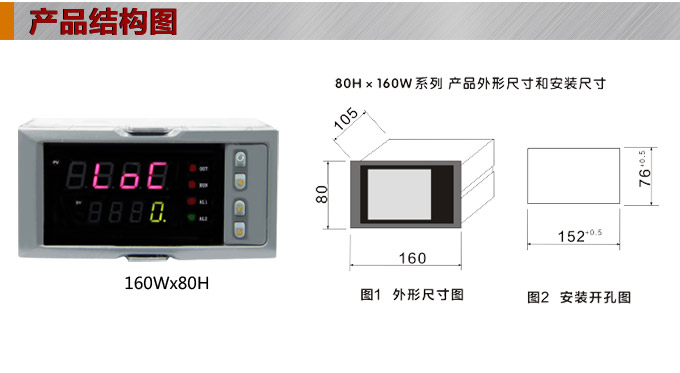 數(shù)顯控制儀，DT316智能單回路數(shù)顯表，單回路數(shù)顯控制儀產(chǎn)品結(jié)構(gòu)圖