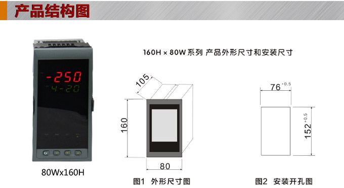 數(shù)顯控制儀，DT320智能單回路數(shù)顯表，單回路數(shù)顯控制儀產(chǎn)品結(jié)構(gòu)圖