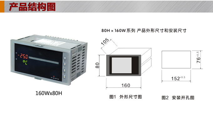  智能數(shù)顯表  ,DT316G單光柱數(shù)顯控制儀，單回路數(shù)顯控制儀產(chǎn)品結(jié)構(gòu)圖