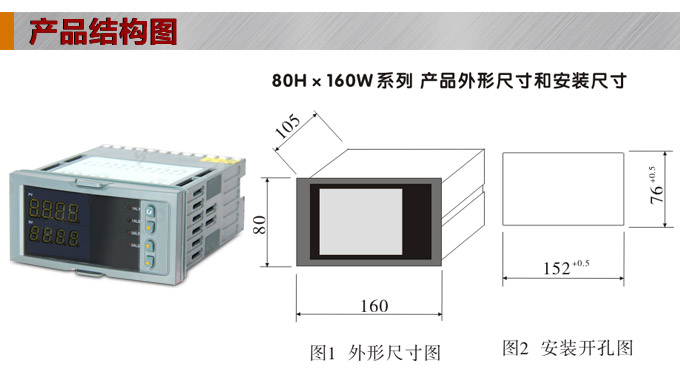 數顯控制儀 DT416智能雙回路數顯表，雙回路數顯控制儀結構圖