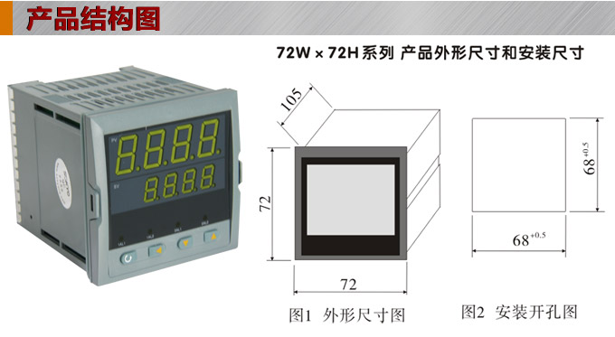 數(shù)顯控制儀，DT407智能雙回路數(shù)顯表，雙回路數(shù)顯控制儀產(chǎn)品結(jié)構(gòu)圖