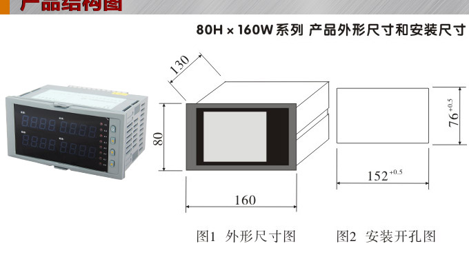 數(shù)顯控制儀，DT516智能四回路數(shù)顯表，多回路巡檢控制儀產(chǎn)品結(jié)構(gòu)圖