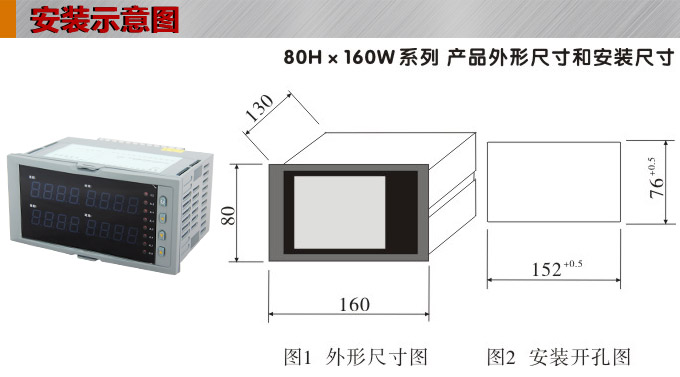 數(shù)顯控制儀，DT516智能四回路數(shù)顯表，多回路巡檢控制儀安裝示意圖