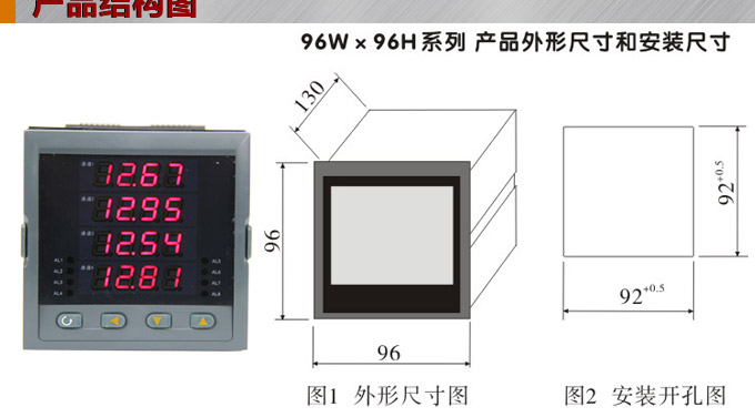 數(shù)顯控制儀，DT509智能四回路數(shù)顯表，多回路巡檢控制儀產(chǎn)品結(jié)構(gòu)圖