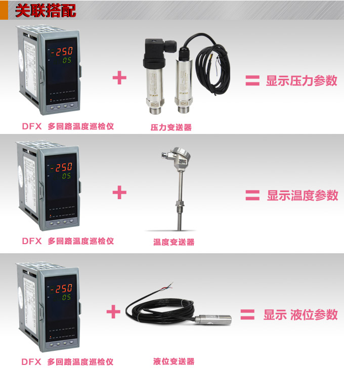 溫度巡檢儀，DFX20多回路溫度巡檢儀，多回路巡檢控制儀關聯(lián)搭配