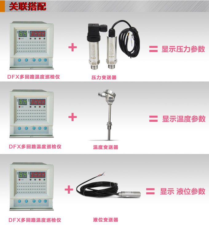 溫度巡檢儀，DFX14多回路溫度巡檢儀，多回路巡檢控制儀關(guān)聯(lián)搭配