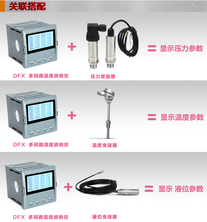 智能溫度巡檢儀，DFX9液晶溫度巡檢儀，多回路巡檢控制儀關(guān)聯(lián)搭配