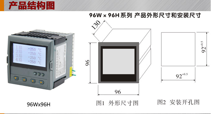液晶漢顯控制儀，DT509四回路液晶顯示表，液晶顯示控制儀結(jié)構(gòu)圖  