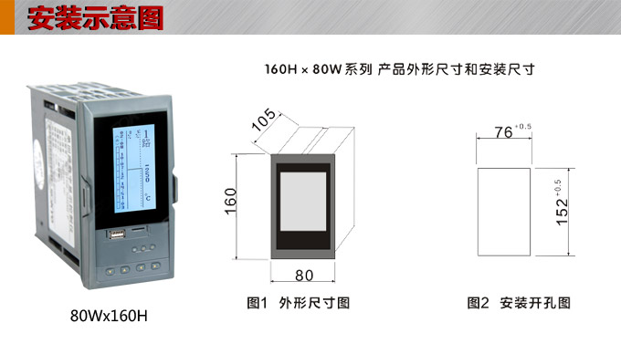 液晶漢顯控制儀，DT320單回路液晶顯示表，液晶顯示控制儀  安裝示意圖